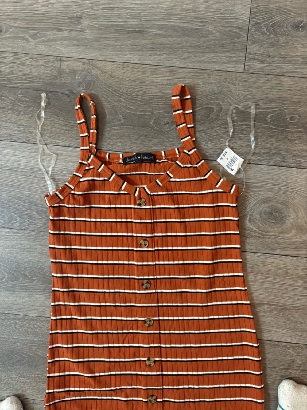 Derek Heart Rust Orange Striped Midi Dress - Picture 4 of 4